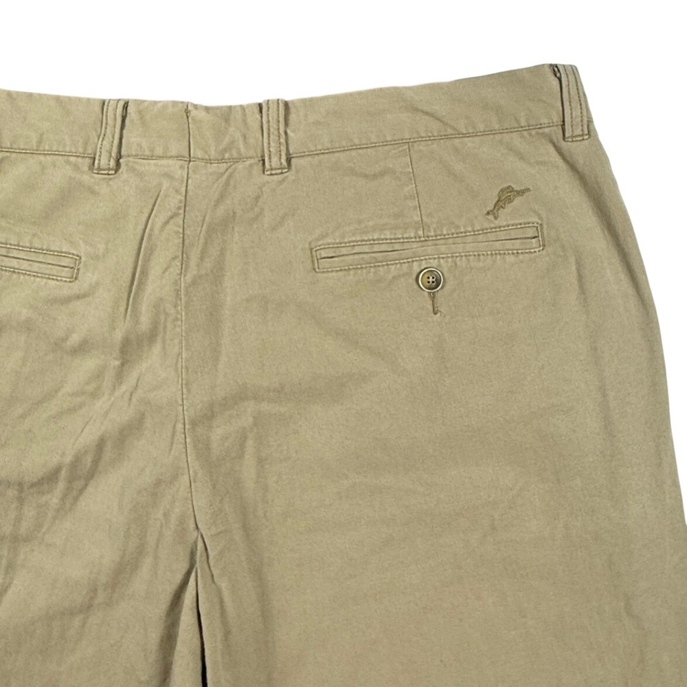 Tommy Bahama Boracay Mens 38x34 Khaki Tan Flat Front Chino Pants Cotton Blend